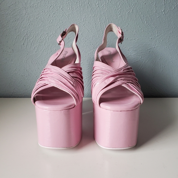 NEW Jeffrey Campbell Pink Patent ROCK-IT-2 Platform Sandals 6.5 - Picture 3 of 9